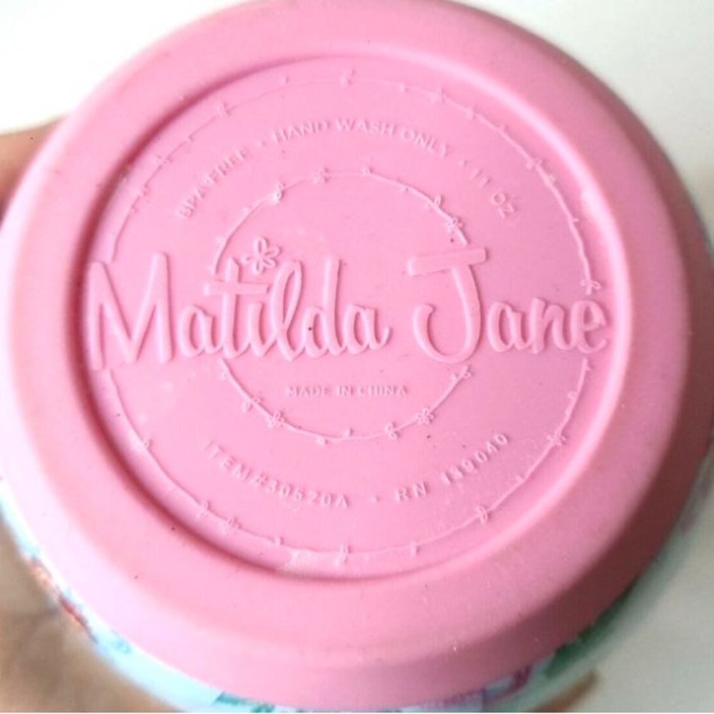 🎅🏻SALE Matilda Jane floral 11oz wine or drink tumbler in blues and pinks lid - Picture 5 of 14
